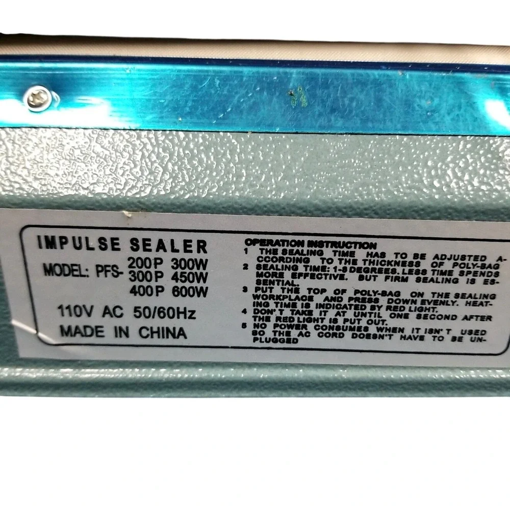Impulse Sealer PFS-200T 8‎ Inch Manual Heat Sealer for PE PP Bags 300W 110V Blue